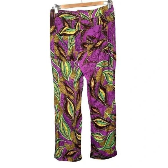 Zara Linen Blend Psychedelic Retro Print Pants Purple Womens XSmall - Picture 4 of 10